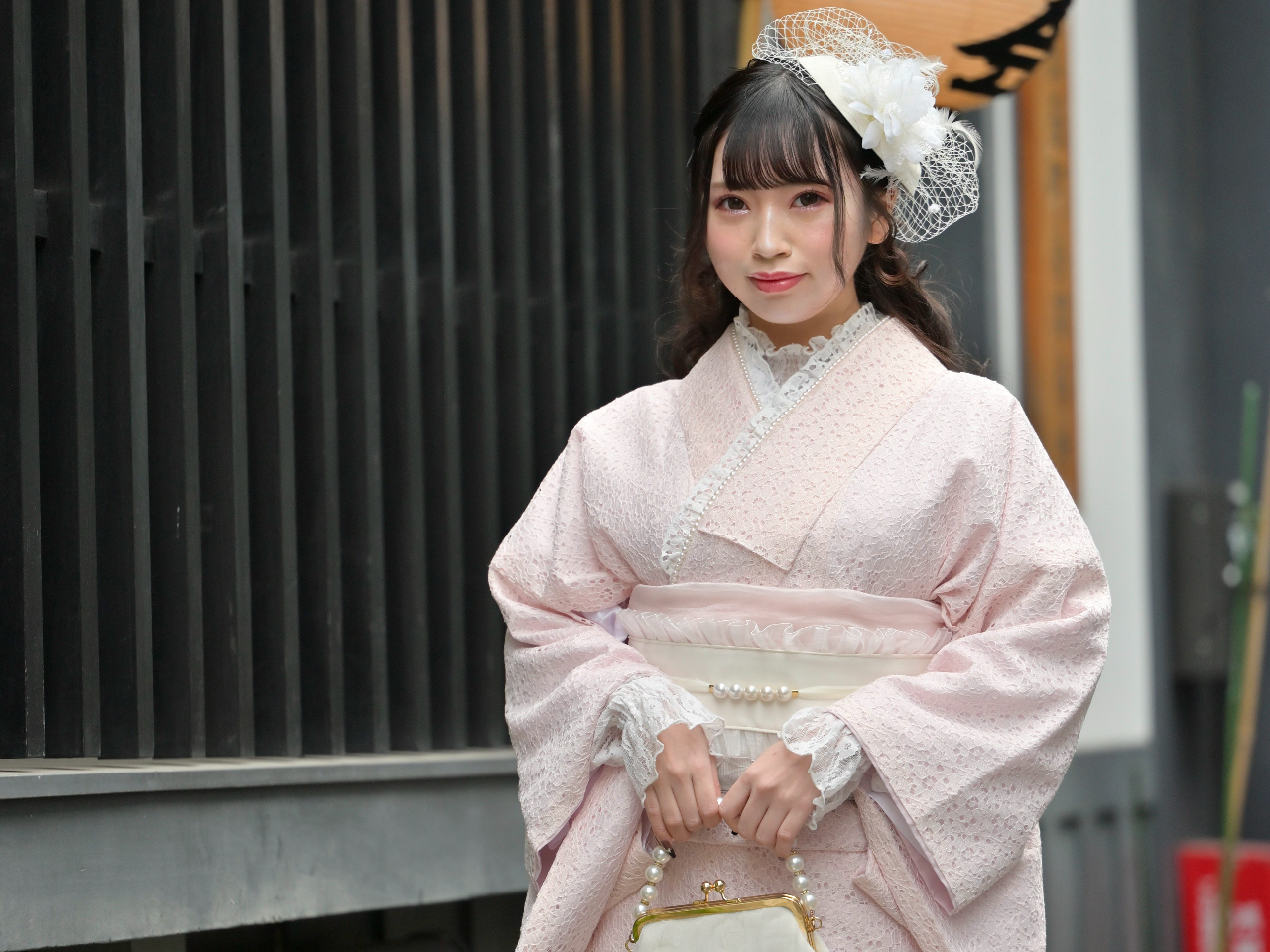 レースインナー、飾り襟、パールの帯締めデーガーリーに!トーク帽は別料金になります