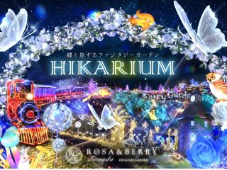 ローザンベリー多和田らしいバラや動植物がモチーフのイルミネーションに、輝く蝶が舞う幻想的な光景が広がる『HIKARIUM〜蝶と旅するファンタジーガーデン』