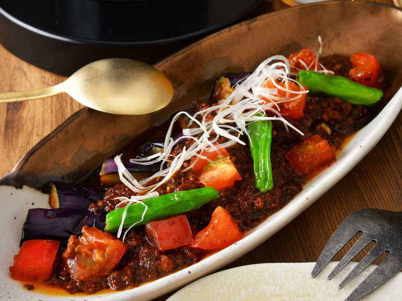 茄子の肉味噌あんかけ