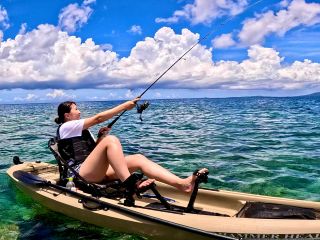 足漕ぎなので両手が使えて快適に釣りができます。