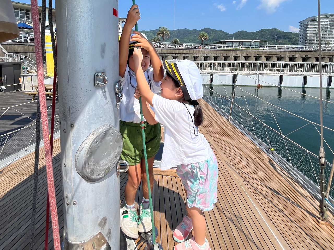 協力して旗を上げてみよう!