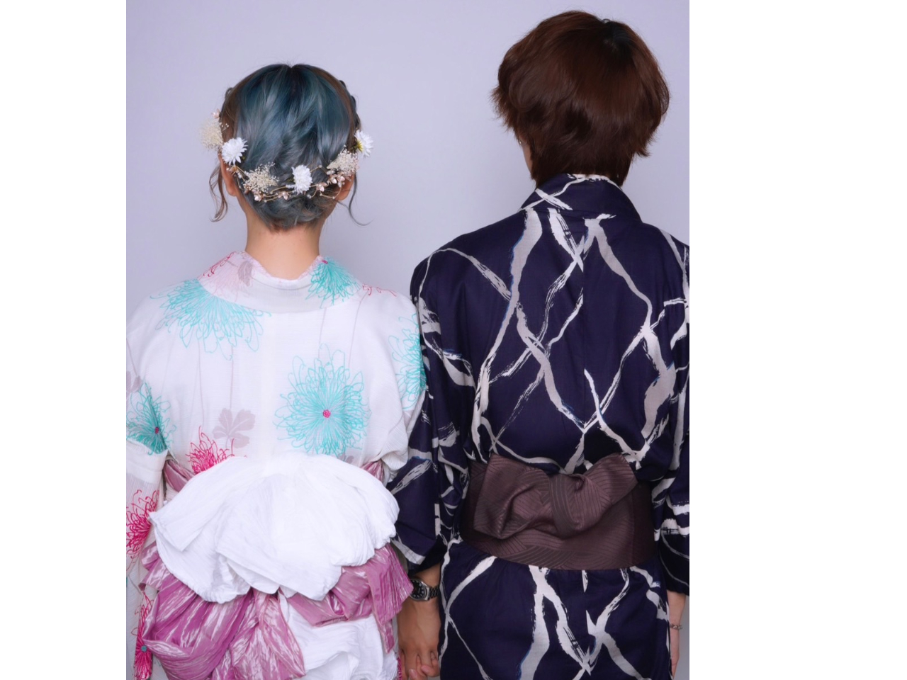 可愛い浴衣でカップルさんでもお手軽にレンタルできてデートや花火に便利です♪