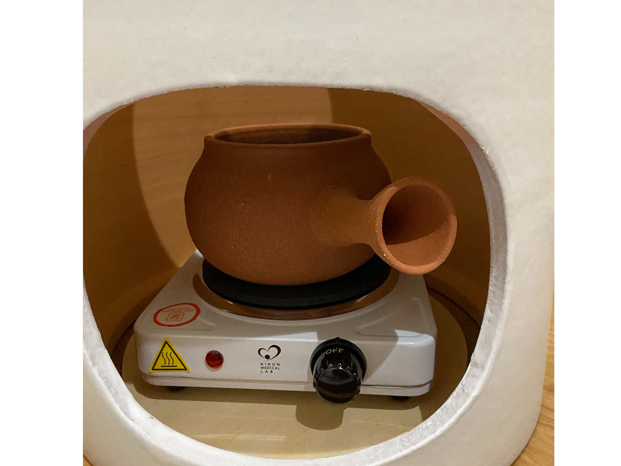 コンロで暖めます