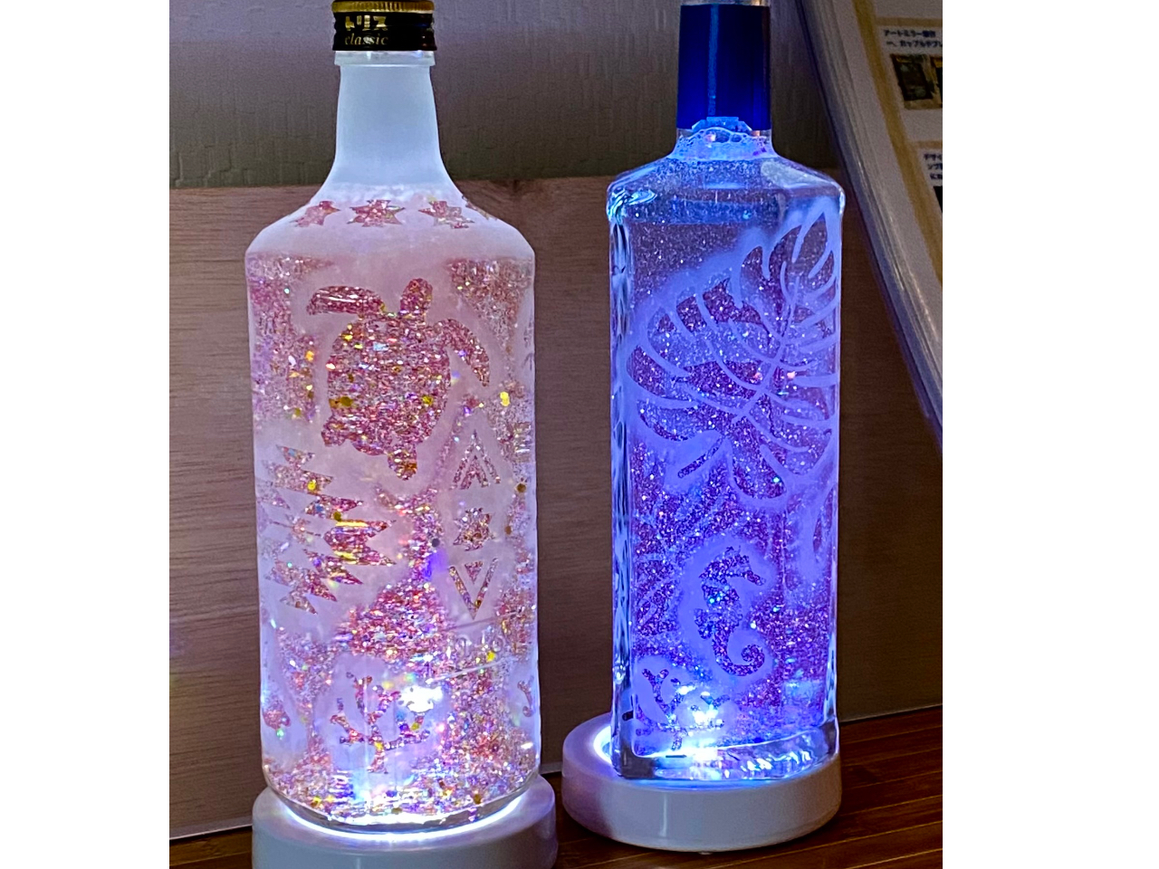 キラキラスノーボトル マリンスノー彫刻ボトルランプ製作体験90分