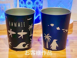 お客様作品 ステンレスタンブラーにいろんなデザインを彫刻できます!