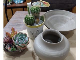 陶芸ろくろで1品&多肉植物寄せ植えを一つ 2つの体験が楽しめます!!