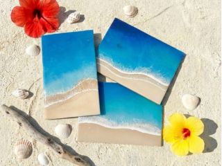 宮古ブルーをお部屋に飾ろう♪A5サイズの本格レジンアート体験