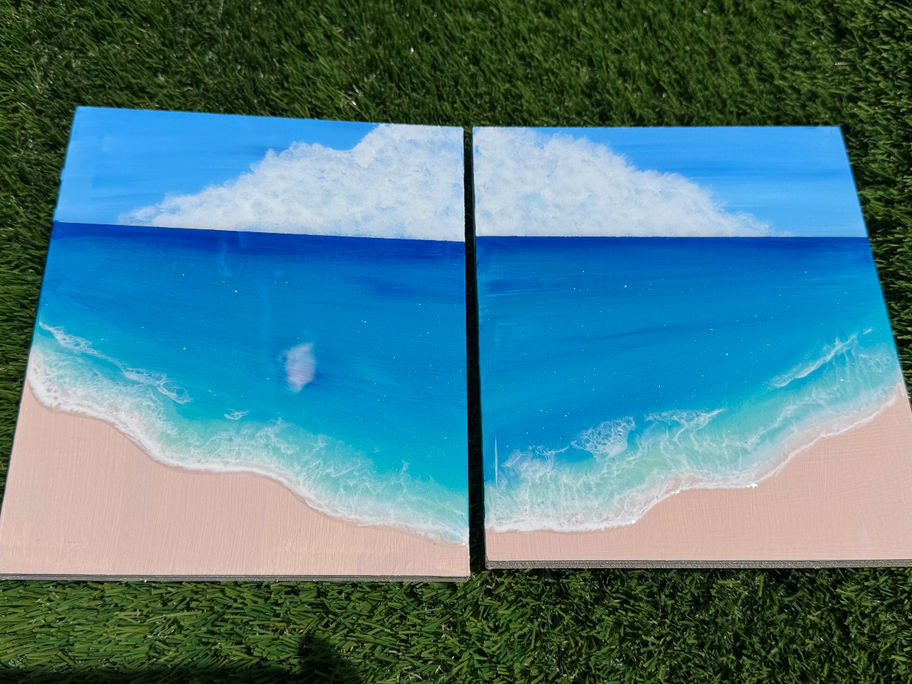 空と海のレジンパネル製作体験 後日完成品も配送or受け取り可能♪~カップル・ファ...