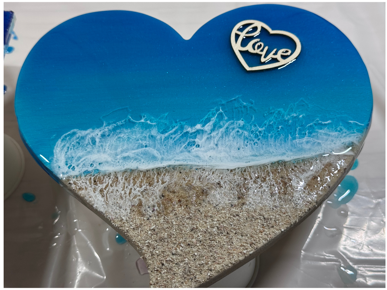 「ハート型」海のレジンパネル製作体験 後日完成品も配送or受け取り可能♪~カップ...