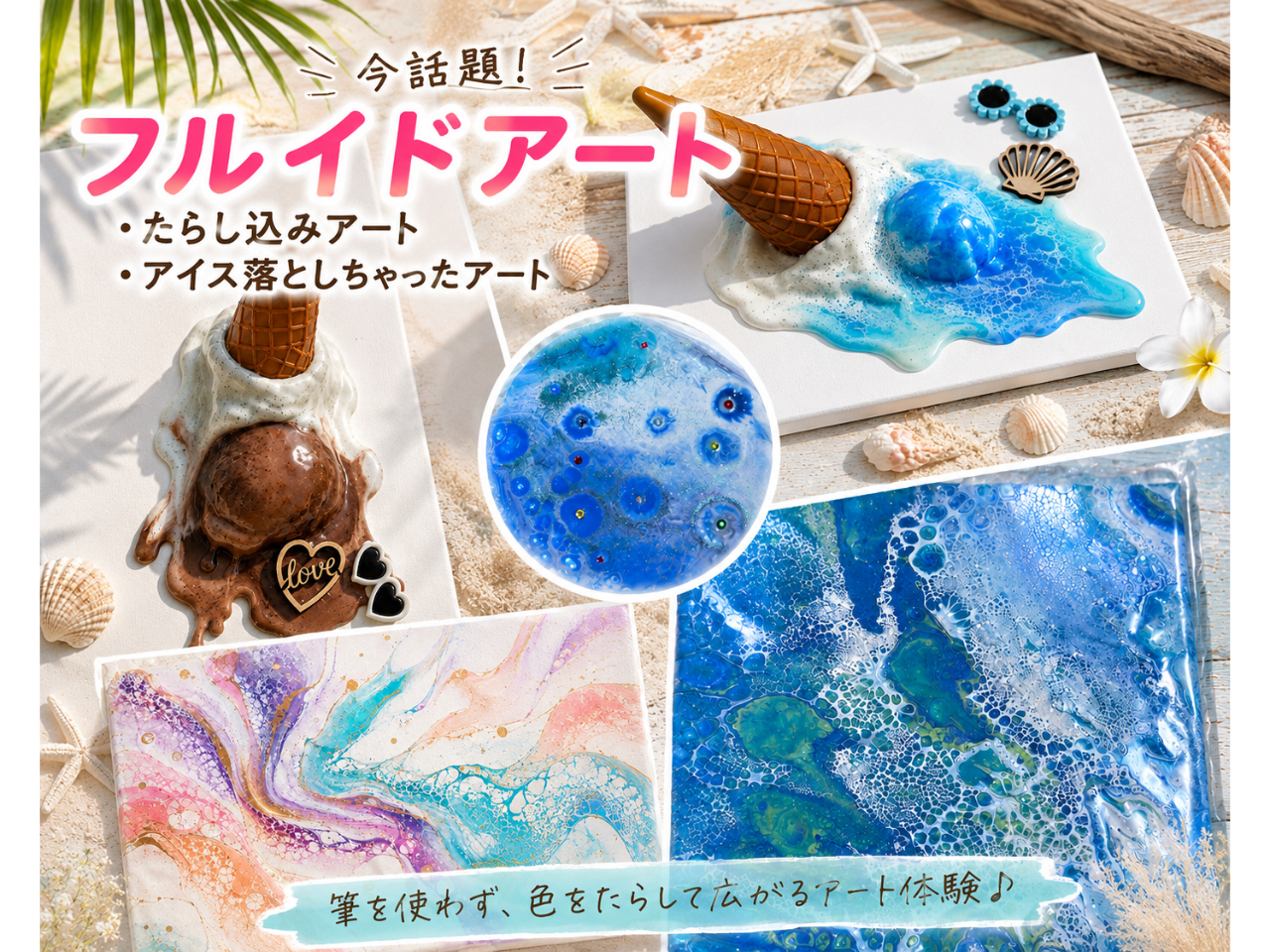 【千葉・八千代】今人気のフルイドアート(たらし込みアートorアイスクリーム落とし...