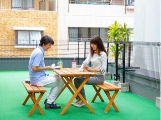 福岡初!屋外でゲームができるテーブルも有り★お天気の良い日はテラス席もいいですね