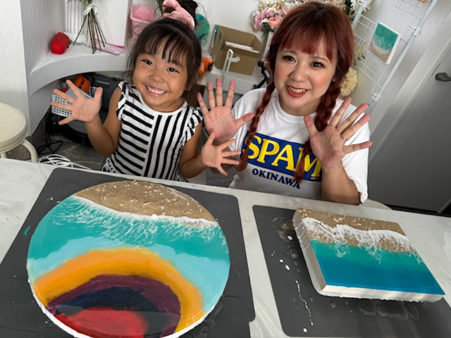波アート体験】レジンアートで宮古ブルーを再現使用♪『B5パネル