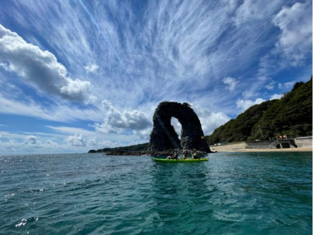 奥尻島シンボルでカヤック