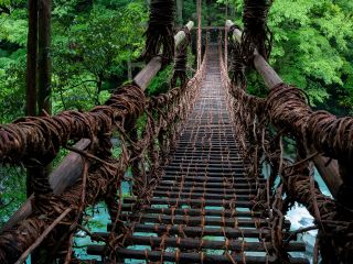 昔は深山渓谷地帯の唯一の交通施設。3年毎に架替えが行われます。