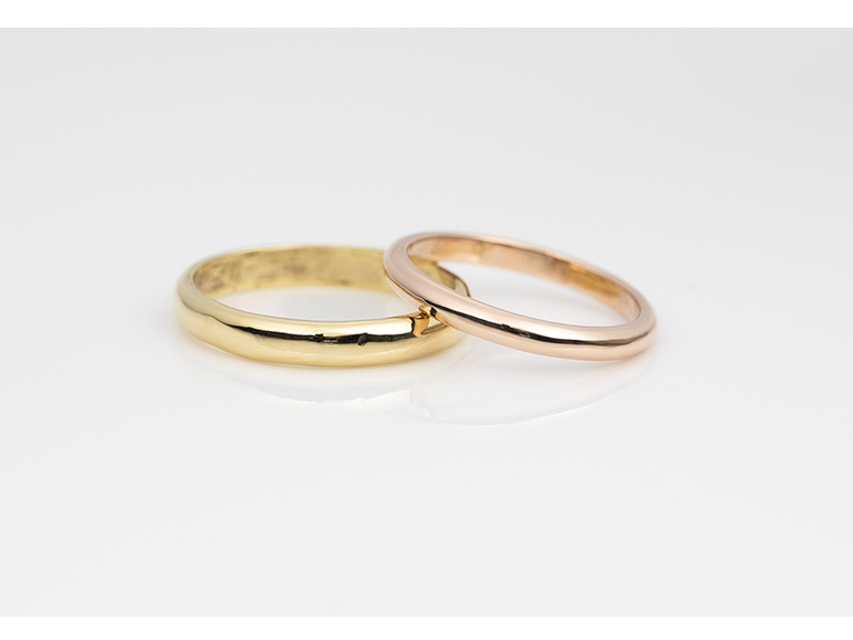 K10ピンクゴールド&K10イエローゴールドのプランです。お二人同じ素材でも可能です。