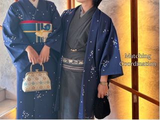女性の着物と男性の羽織の、ペアコーディネートもお楽しみいただけます。