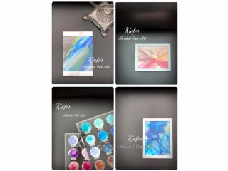 アルコールインクと風を使い、インクの広がりや流れ方 にじみや色の混ざり合いから偶然できる模様を楽しむアート