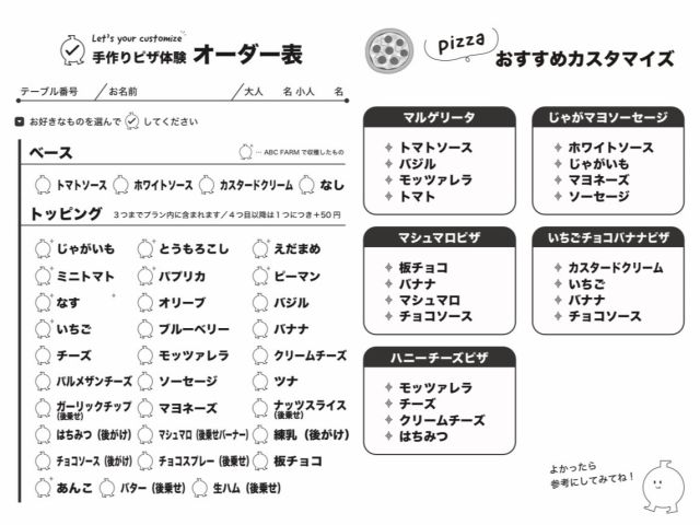 お好きな具材をトッピング♪4つ目以降は1つにつき+50円