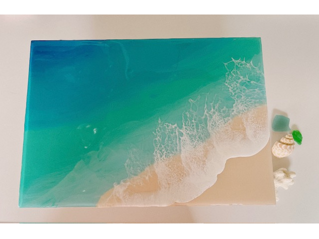 海のレジンアート体験！人気のA4サイズのアートパネル/海レジン