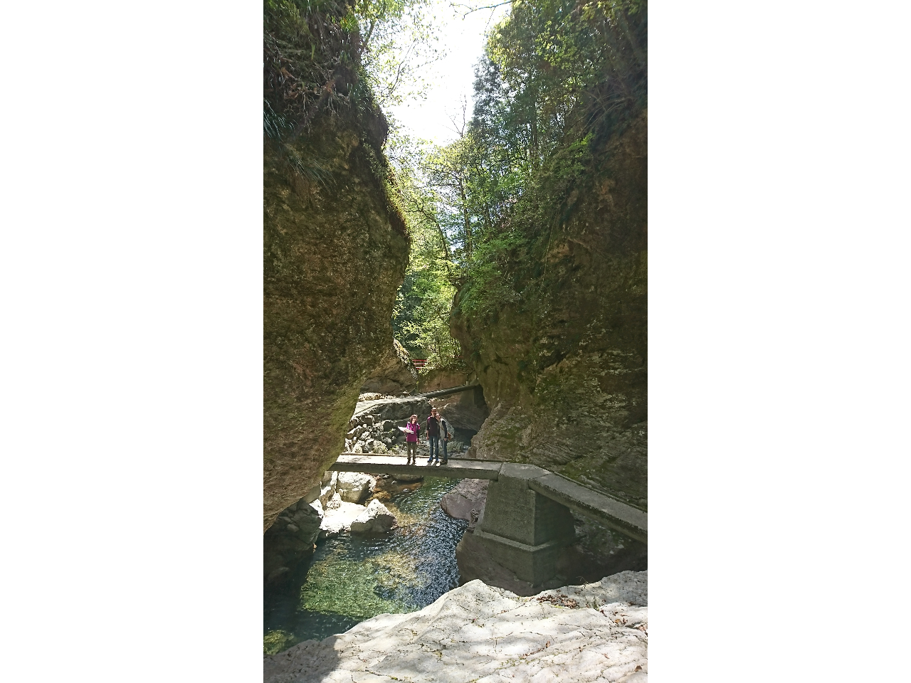 中津渓谷滝への沈下橋