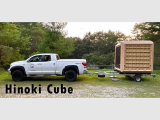 ひのきサウナをスタッフが現地へ運んで設置と準備をいたします。お客様は、当日現地に来るだけ!気軽に楽しめるアウトドアサウナ。