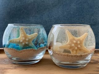 貝がらやヒトデなどを使って、海インテリアにも贈り物にもぴったり! 中にLEDライトやティーライトキャンドルを入れて、ずっとお使いいただけます。