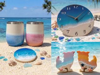 沖縄らしいレジンアート体験が出来ます!シーサー型や実用的な時計、大人気のタンブラー等、種類も豊富な中からお選び頂けます!