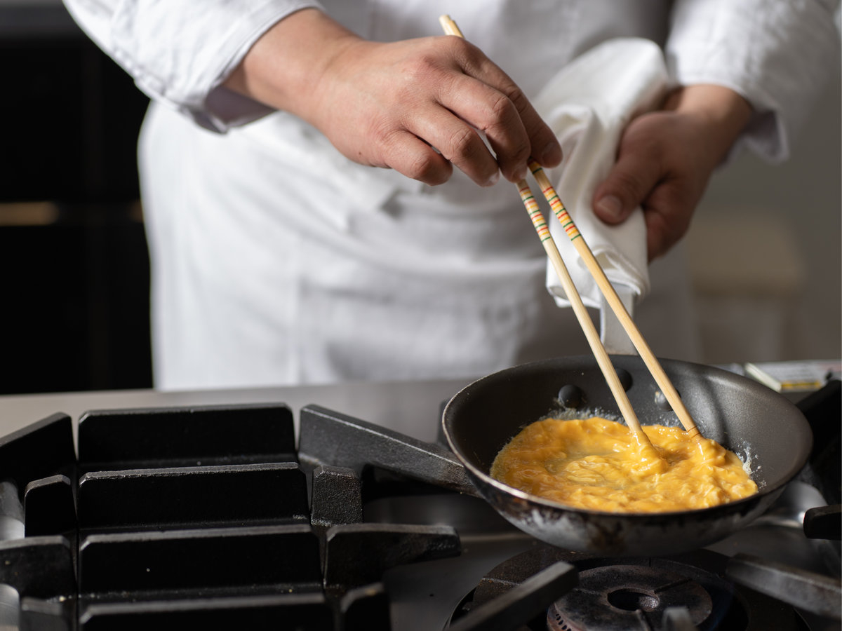 ライブキッチンでは出来立てオムレツを・・・