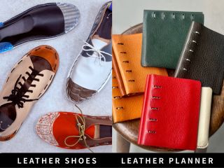 本革シューズとシステム手帳・ノート制作体験♪ こちらはシステム手帳・ノートのページです。シューズ制作体験はページ最上部右上の「プラン一覧」からご覧ください