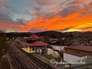 明覚駅夕焼け