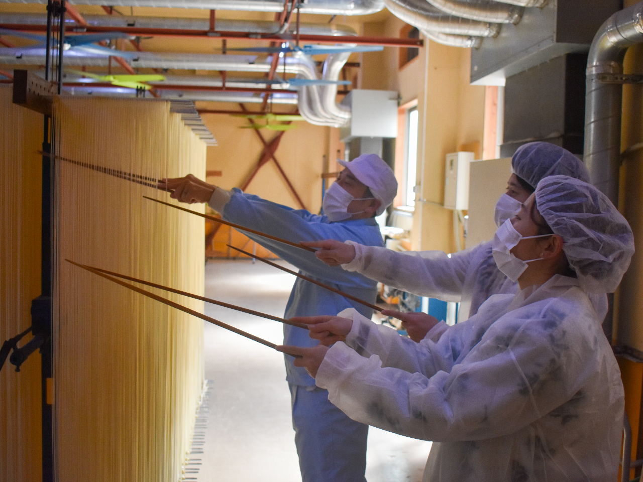 唯一無二の麺・半田そうめんの箸入れ体験&幻の生そうめん試食