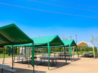 屋根付きテント完備!