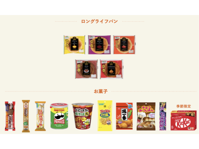 軽食商品ラインナップ一例(※記載の商品が必ず販売されているとは限りません)