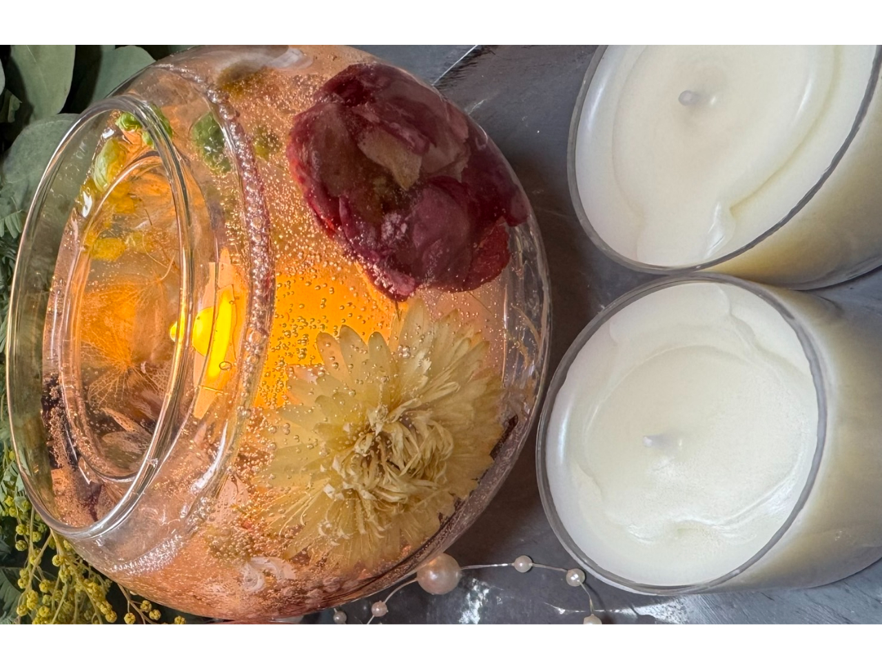 ジェルランタンキャンドルとティーライトキャンドル2個制作