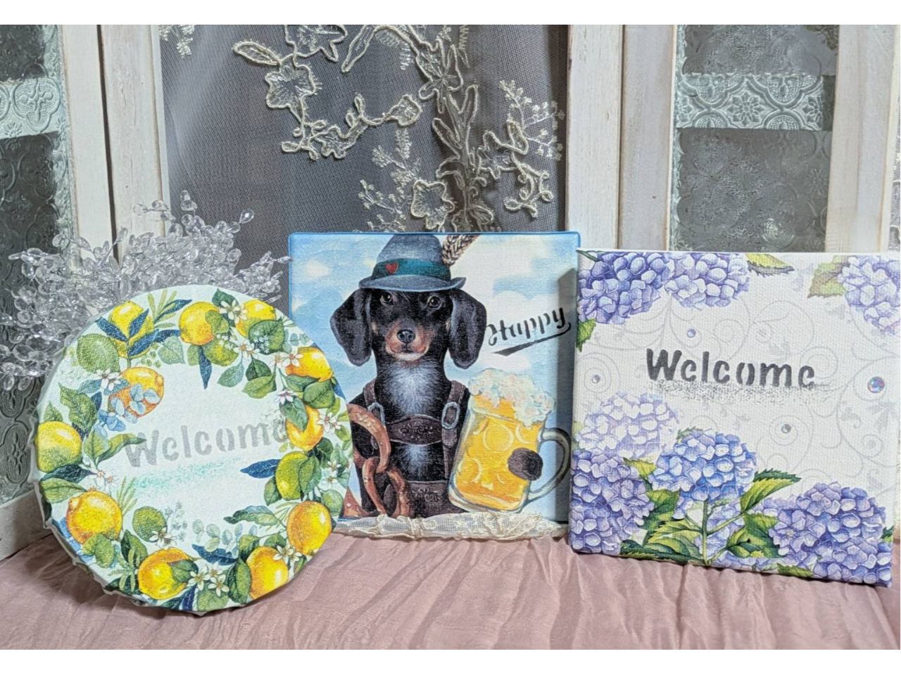 デコパージュ ꔛ‬ꕤ ウェルカムボード Xmas ❤︎sale❤︎デコパージュ ꔛꕤインテリア雑貨♡ウェルカムボード Xmas