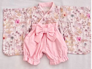 女の子用 リバティ生地 イルマ柄×ピンクパンツ