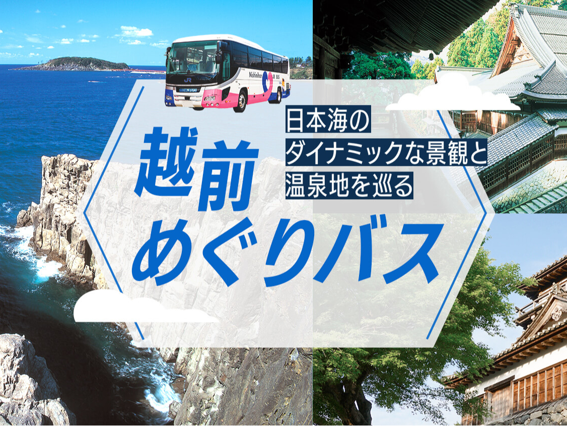 日本海のダイナミックな景観と温泉地をめぐる、越前めぐりバスです♪