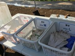 軍手S、M、Lサイズご用意しております