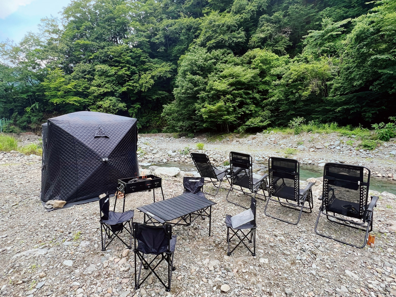 【大自然でテントサウナ&BBQ体験】関東・相模原で最高峰の天然の川水風呂・川サウ...