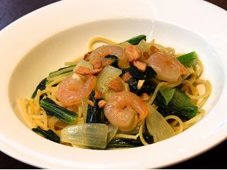 11月メニュー/エビと小松菜のスパゲッティ ニンニク風味