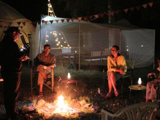 お天気や季節がゆるせば、キャンプファイヤーを楽しんでいただけます。