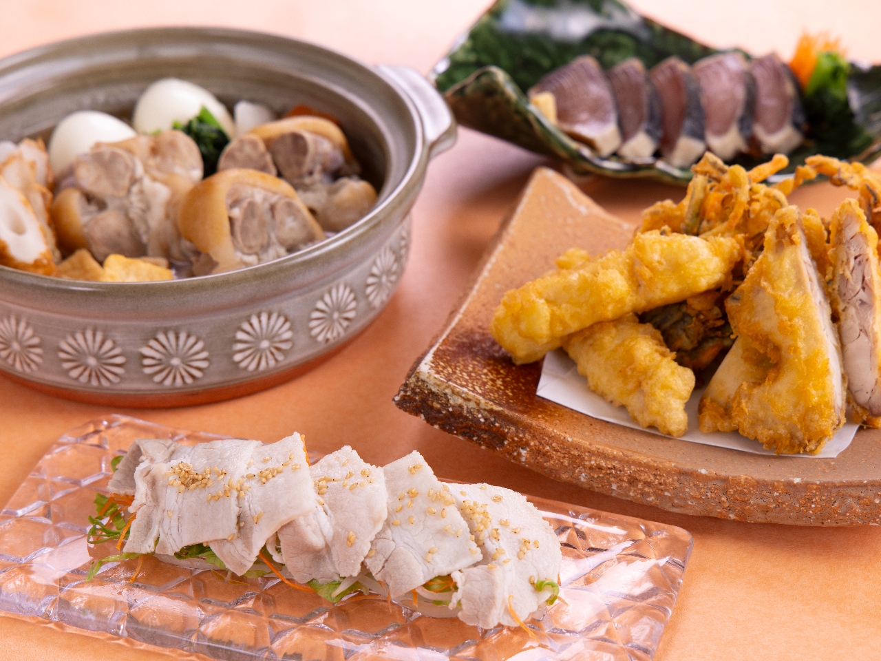 豚しゃぶ・天ぷら・琉球おでん・炙りマグロ