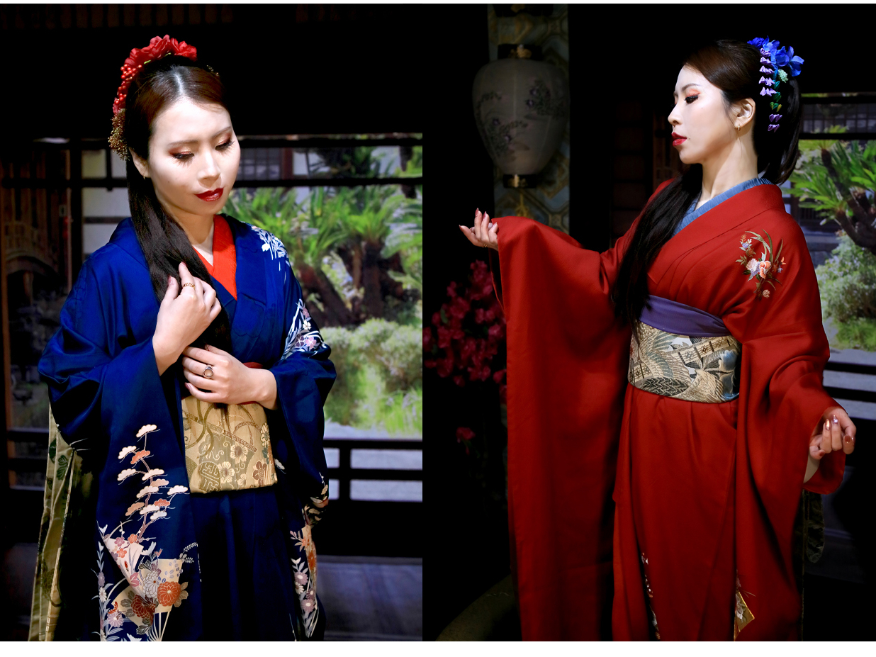 【創作和装変身コース2時間】花魁風のメイクをお花で飾って華やかに!ボブの方かそのまま生かしても素敵です。部分ウィッグでロングにすることも◎