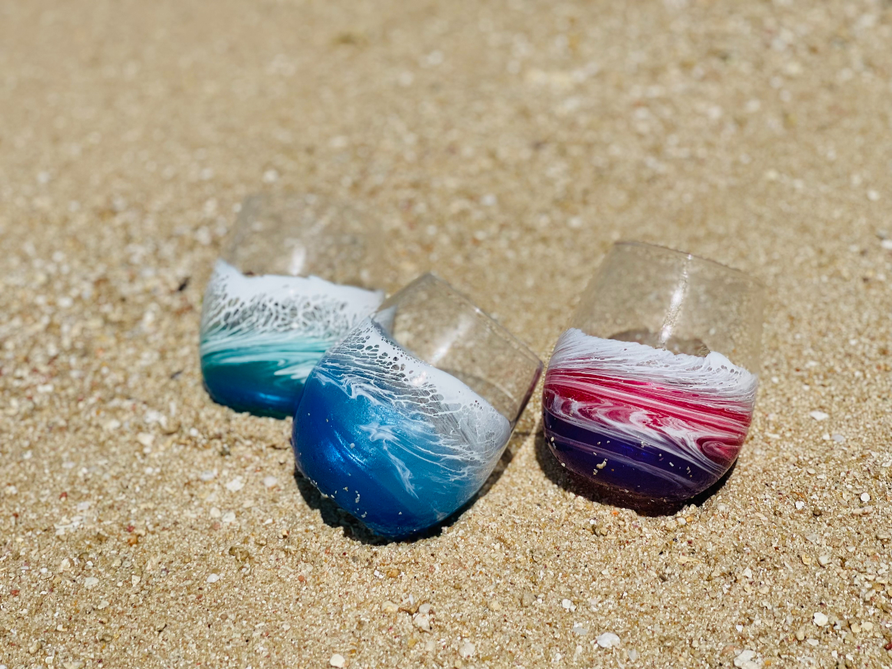 人気No1♪ 【沖縄・宜野湾市・レジングラス】レジン波アート グラス