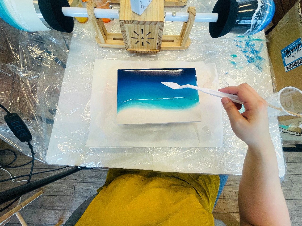 沖縄旅行の思い出に！大人気♪オーシャンアート A5パネル作り体験