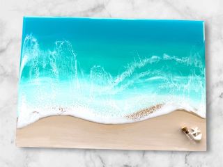 A4 パネル こちらは砂浜部分ペイント仕上げです。追加料金なしで本物の海砂を使った砂浜を描くタイプもできます。貝殻等お好きに無料でお付けできます。