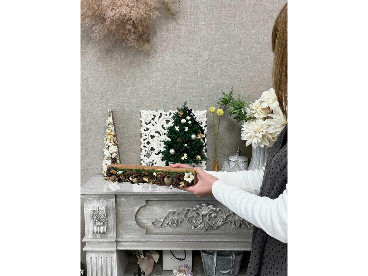 自然素材で作る1DAYレッスン】木の実やドライフラワーを小箱に詰めます