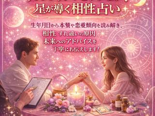 ふたりの相性を星で読み解き、 世界にひとつの香りを一緒につくる体験。 恋人としての相性だけでなく、 本質レベルでつながる関係性を知る特別な時間。