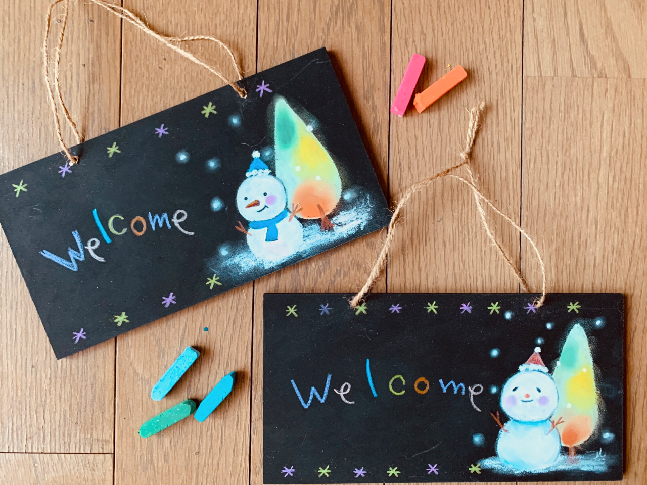 クリスマスや、ハロウィンの絵柄もご用意しています。文字は変更可能です。