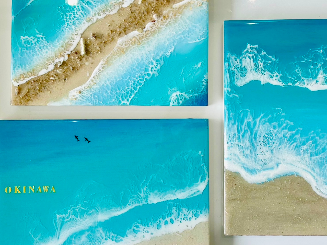 決まった形はありません!波の大きさも流れ方も自由。あなただけの海の表情を作ってください(作例:A5サイズ/8,000円)